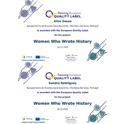 eTwinning “Women Who Wrote History”- Selo Europeu de Qualidade